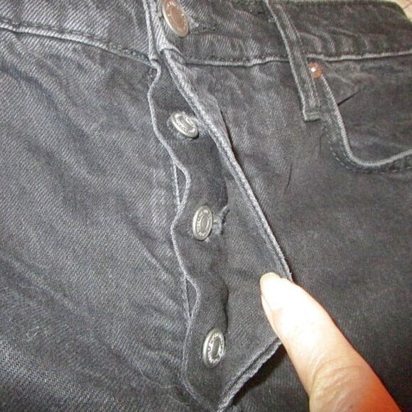 We The Free People Baggy Boyfriend Jeans Size 25 High Button Fly Fringe Crop - Picture 3 of 12